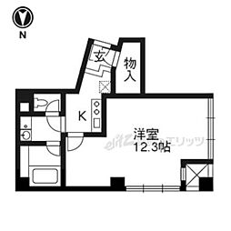 セントエルモ三条 1Kの間取図画像
