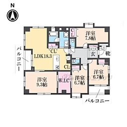 プリオーレ京都三条高倉 4LDKの間取図画像