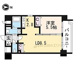 サンクチュアリ二条城2 1LDKの間取図画像
