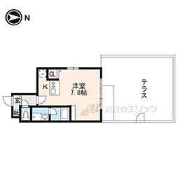 good8mirai上賀茂 1Kの間取図画像