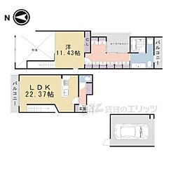 Appartamento上賀茂 1LDKの間取図画像