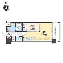 リシュドール梅小路 1LDKの間取図画像