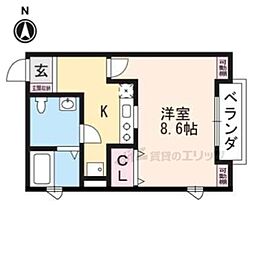 ウィーヴィングハウス山城 1Kの間取図画像