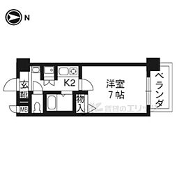 プレサンス京大南 1Kの間取図画像
