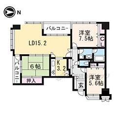 イトーピア御池通 3LDKの間取図画像