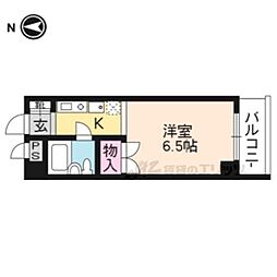 ロイヤルパレス百万辺 1Kの間取図画像
