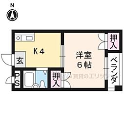 アーバンハイツ上長者町通 1Kの間取図画像