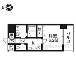 アスヴェル京都外大前 1Kの間取図画像