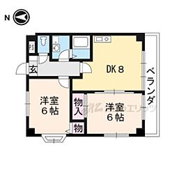 緑の森 2DKの間取図画像