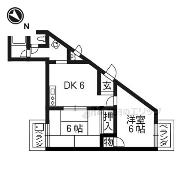 グランドール浅原 207｜京都府京都市西京区桂浅原町(賃貸マンション2DK・2階・40.95㎡)の写真 その2