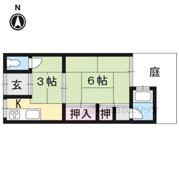 京都府京都市右京区嵯峨野東田町(賃貸アパート2K・2階・24.30㎡)の写真 その2