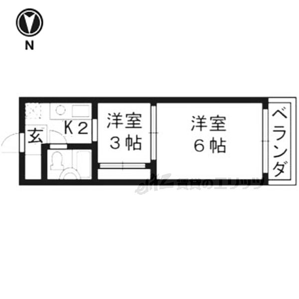 セシール太秦 305｜京都府京都市右京区太秦宮ノ前町(賃貸マンション2K・3階・20.00㎡)の写真 その2