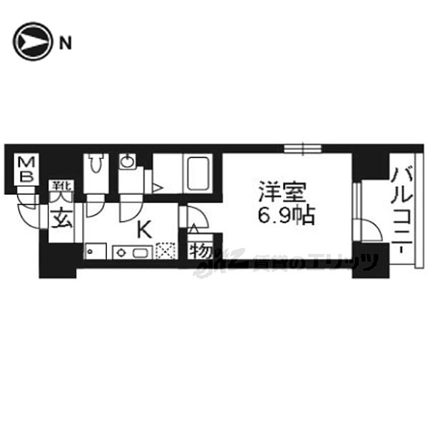 京都府京都市下京区西七条南東野町(賃貸マンション1K・4階・22.60㎡)の写真 その2