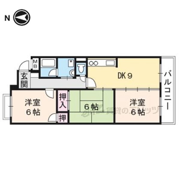 嵯峨野ロイヤルハイツ 403｜京都府京都市右京区太秦皆正寺町(賃貸マンション3LDK・4階・60.70㎡)の写真 その2