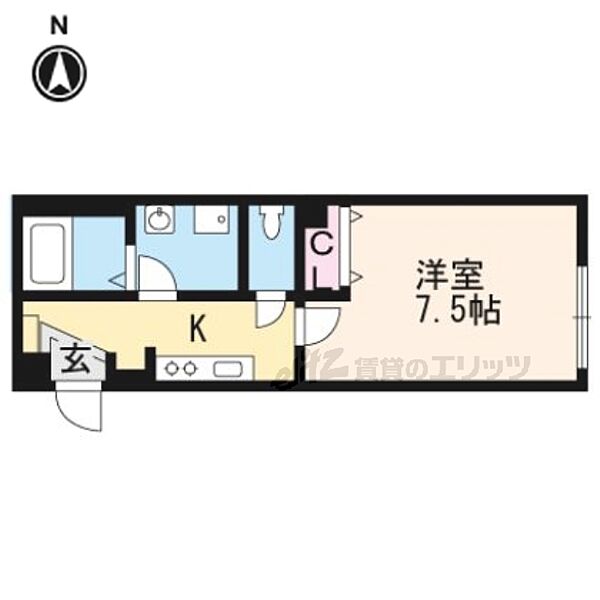 京都府京都市上京区六軒町通今出川上る佐竹町(賃貸アパート1K・1階・25.50㎡)の写真 その2