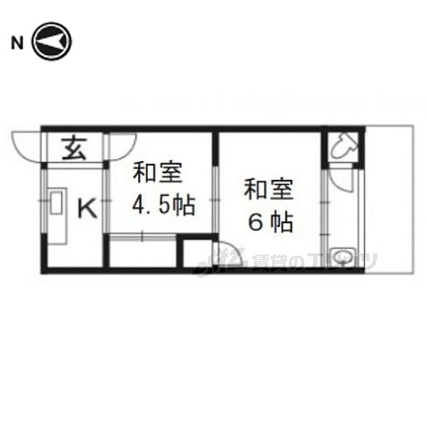 第一富士栄荘 102｜京都府京都市下京区七条御所ノ内北町(賃貸アパート2K・1階・22.00㎡)の写真 その2