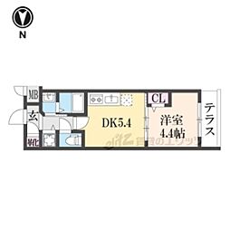 ベラジオワールドアイ京都円町 1DKの間取図画像