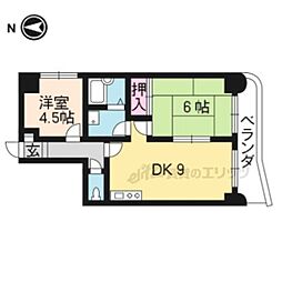第15パールハイツからはし 3階2DKの間取り