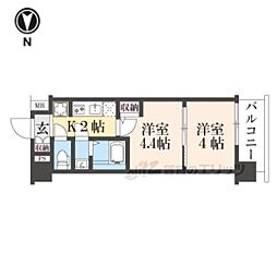 京都市南区吉祥院西ノ庄西浦町マンション 2Kの間取図画像