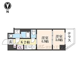 レシオス京都嵯峨野 1DKの間取図画像