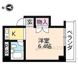 フラット6 4階1Kの間取り