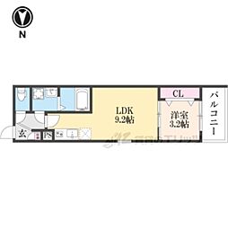 ジーメゾン京都梅津 1LDKの間取図画像