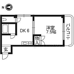 ル・シェール西院 1DKの間取図画像