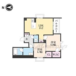 カルハート西大路御池 2LDKの間取図画像