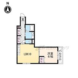 コンフォール西院 1LDKの間取図画像
