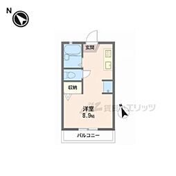 フレグランス岡 1Kの間取図画像