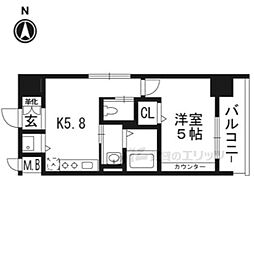 アクアプレイス京都西院 1DKの間取図画像