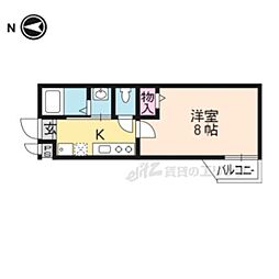 アークリード平野 1Kの間取図画像
