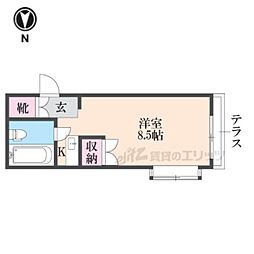 グランタック竜安寺 1Kの間取図画像