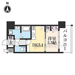 クレアドーレ京都二条 1DKの間取図画像