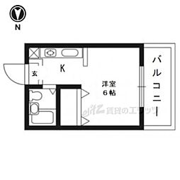サンハイツ浅野 1Kの間取図画像