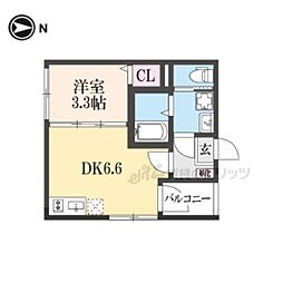 ポルティエ太秦 1DKの間取図画像