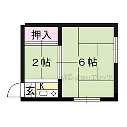 吉田荘 2Kの間取図画像