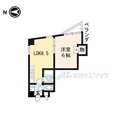 クレール鴨東 1LDKの間取図画像