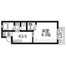 ルポズワール2 1Kの間取図画像