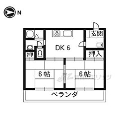 サンライブマンション 2DKの間取図画像