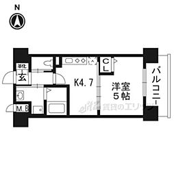 アクアプレイス京都西院 1DKの間取図画像