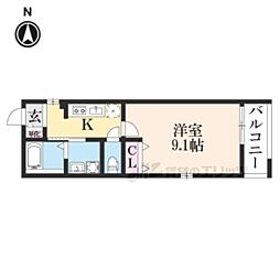 エスポワール都 1Kの間取図画像