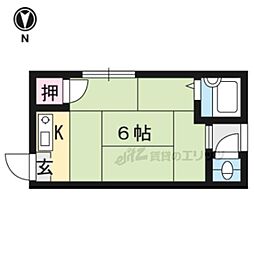 大文字ハイツ ワンルームの間取図画像