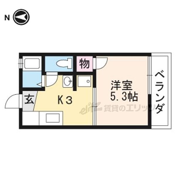 北山ＨｉｌｌｓＡ 202｜京都府京都市北区上賀茂菖蒲園町(賃貸アパート1K・2階・20.64㎡)の写真 その2