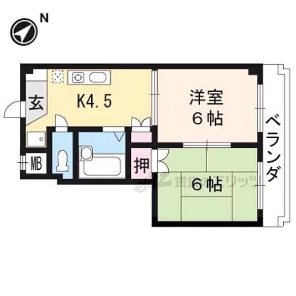 カサミエーヌ紫野 203｜京都府京都市北区紫野東舟岡町(賃貸マンション2K・2階・36.64㎡)の写真 その2