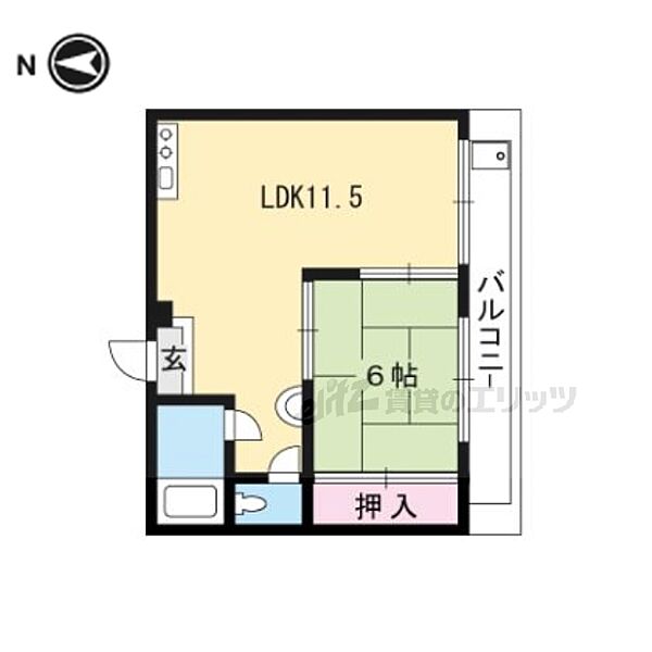 石川ビル 502｜京都府京都市左京区田中里ノ前町(賃貸マンション1LDK・5階・38.07㎡)の写真 その2