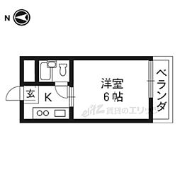 ハイツ修学院 1Kの間取図画像