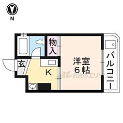 銀閣寺南 2階1Kの間取り