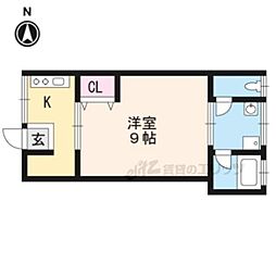 ブルージュ21 1Kの間取図画像