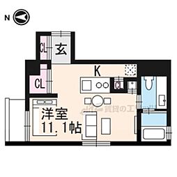 CotoGlance御所北 ワンルームの間取図画像